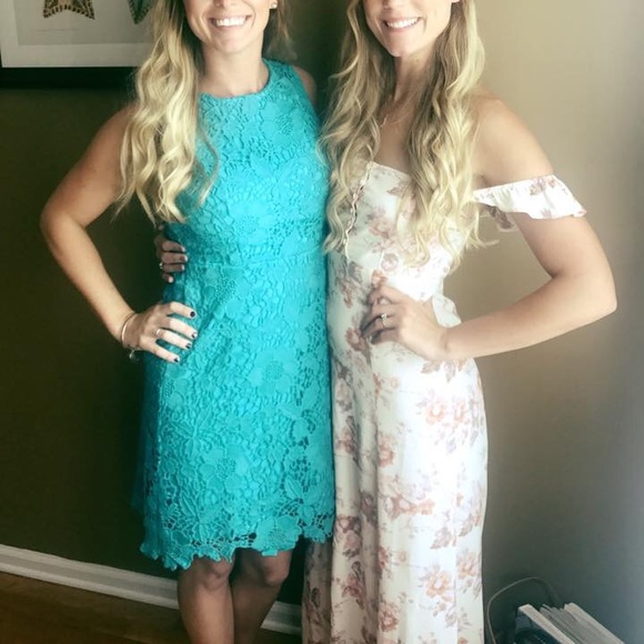 Teal blue knee length dress - Picture 6 of 6